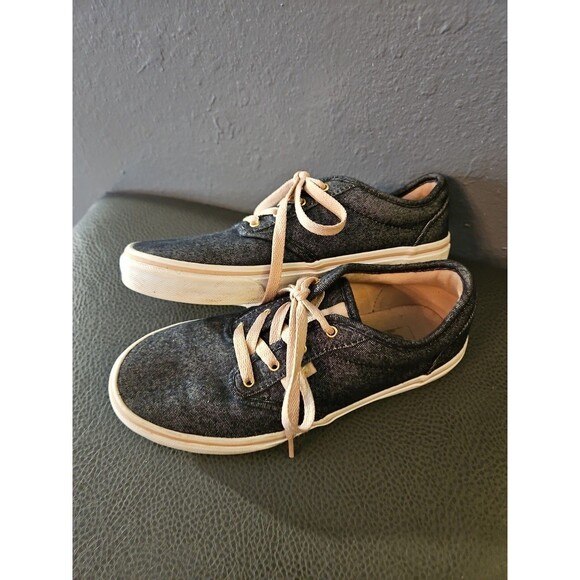 Vans Atwood Skate Sneaker Canvas Low Top Shoe Lace Up Grey/Pink Size Big Girls 4 - Picture 2 of 8